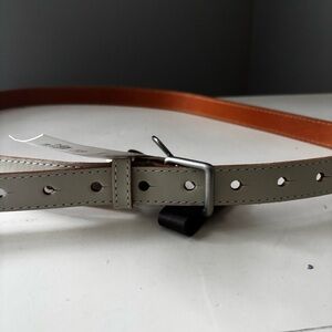 GAP Women's Real Leather White belt with classic silver buckle